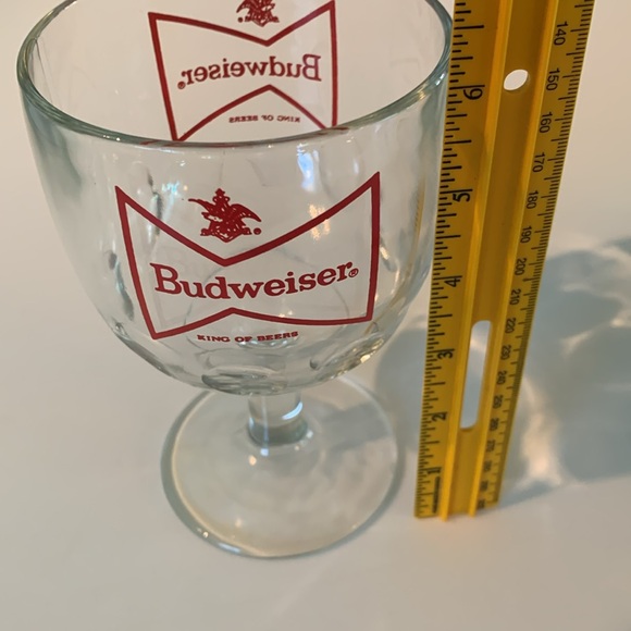Vintage Budweiser Thumbprint Glass Chalice Beer Mug Goblet Cup Bowtie Logo EUC - Picture 3 of 4